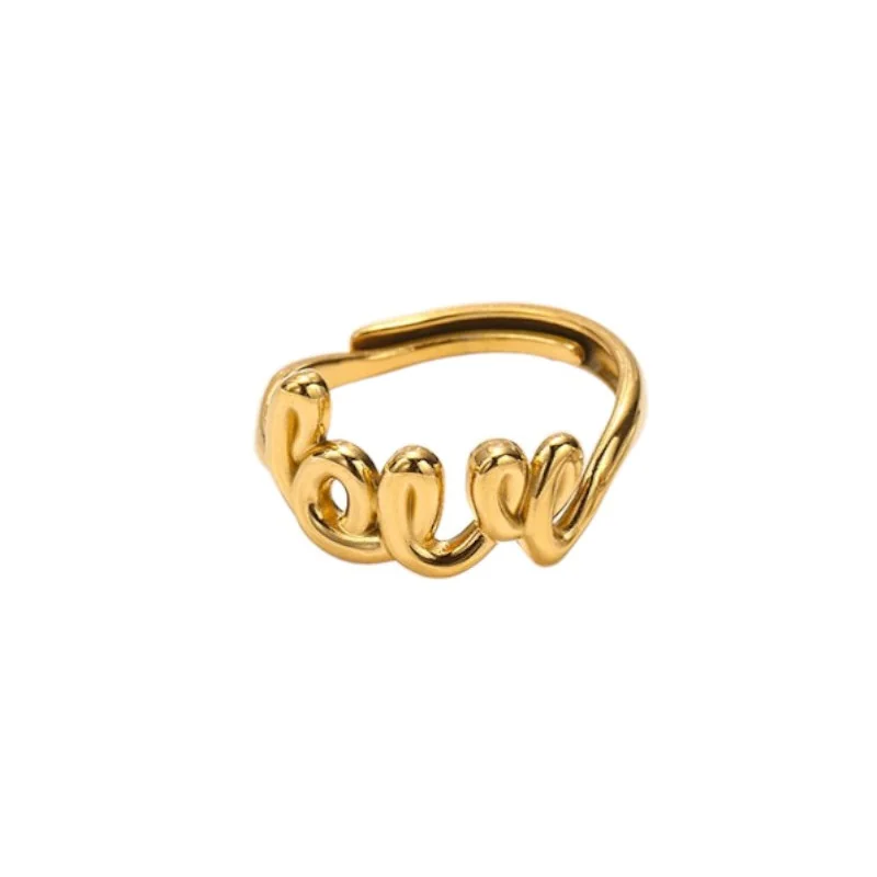 Bague peace and love strass argenté