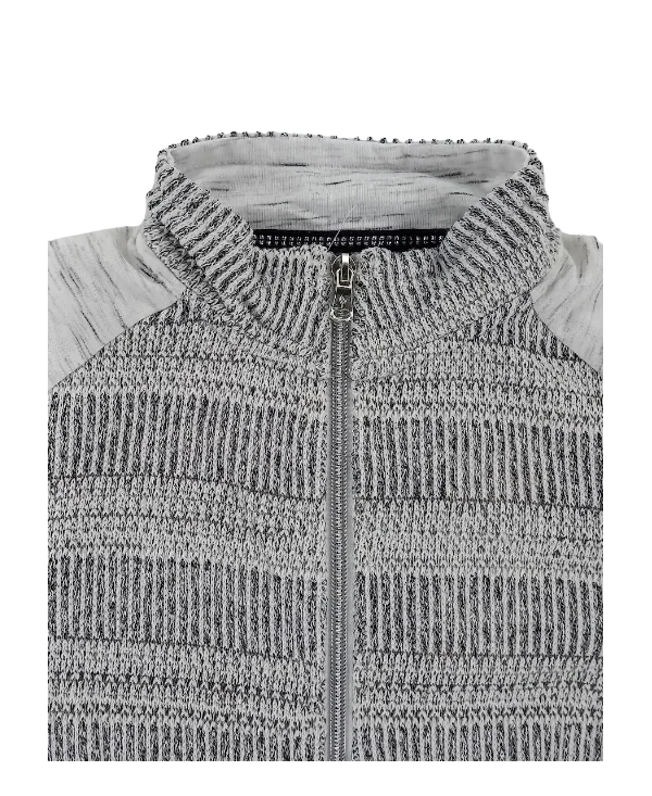 Veste Zippée Sag Harbor 22W – Gris Anthracite à Détails Colorés – Laine Et Acrylique